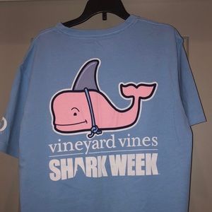 Vineyard Vines NEVER WORK shark week shirt